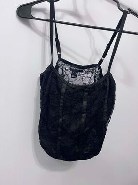 Streetwear Society Black Lace Crewneck Top